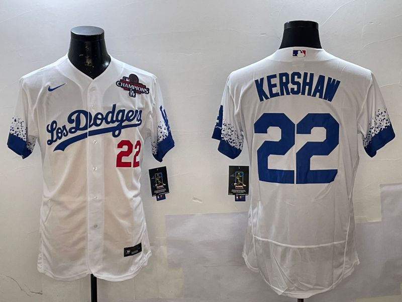 Men Los Angeles Dodgers #22 Kershaw White City Edition Elite Nike 2025 MLB Jersey style 4->los angeles dodgers->MLB Jersey